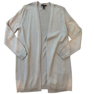 Eileen Fisher Cardigan Longline Oatmeal Organic Linen Size Petite Medium
